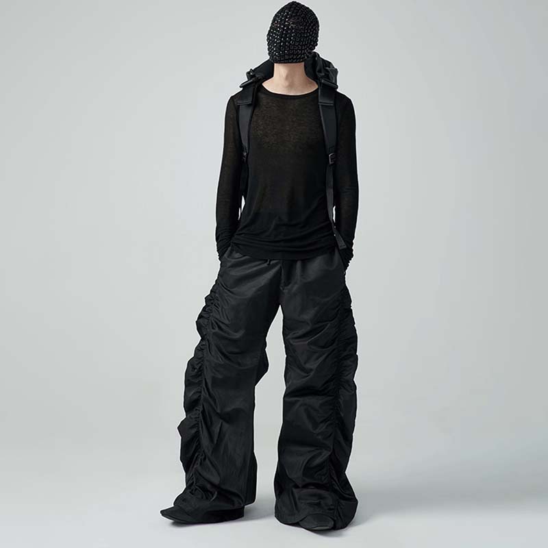 Dark Style Drawstring Casual Pants