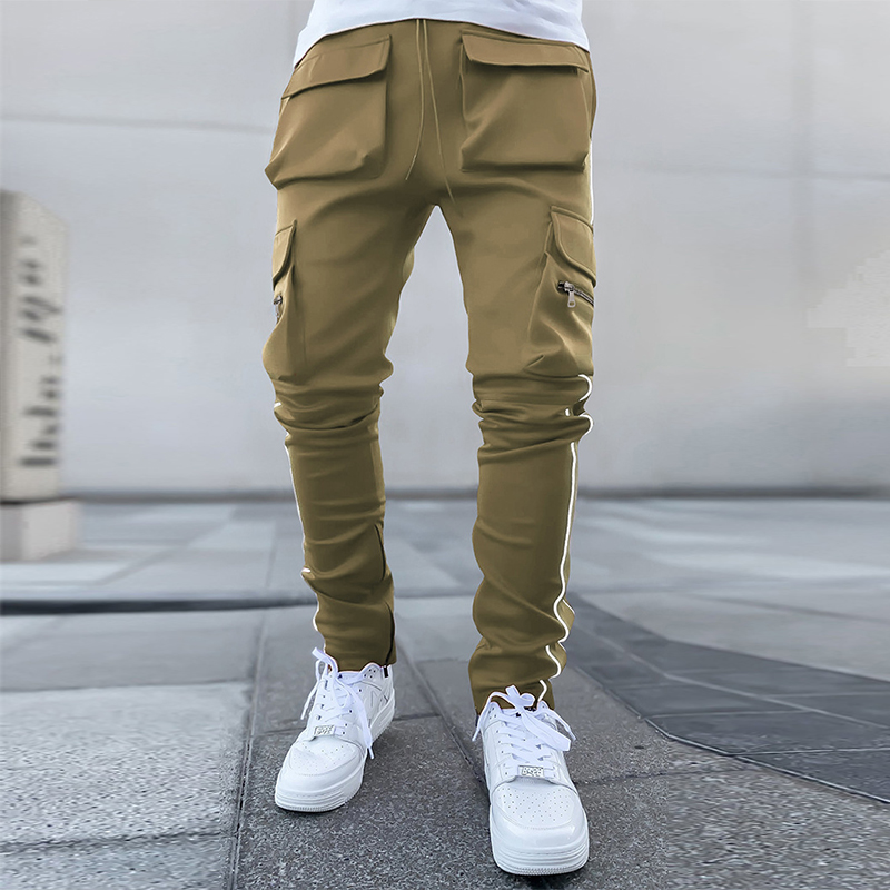 Multi-Pocket Stretch Reflective Slim Fit Work Pants