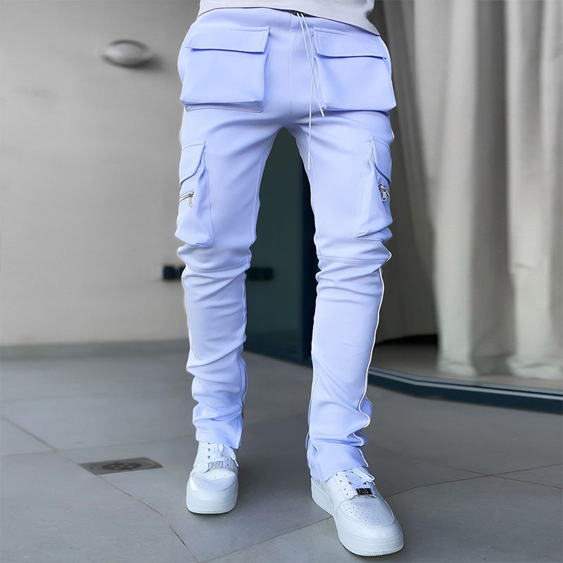 Multi-Pocket Stretch Reflective Slim Fit Work Pants