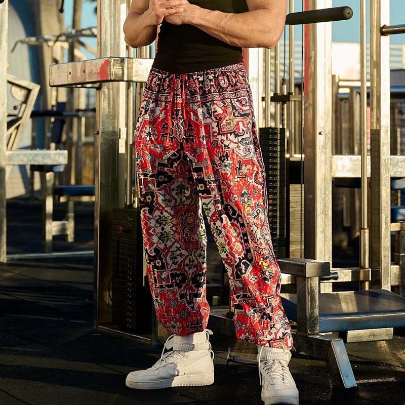 Retro Thin Breathable Fitness Casual Printed Pants