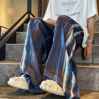 Straight Sports Striped Casual Pants