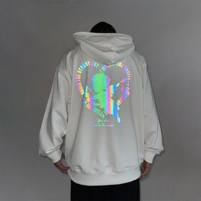 Heart Cupid Colorful Reflective Print Hoodie