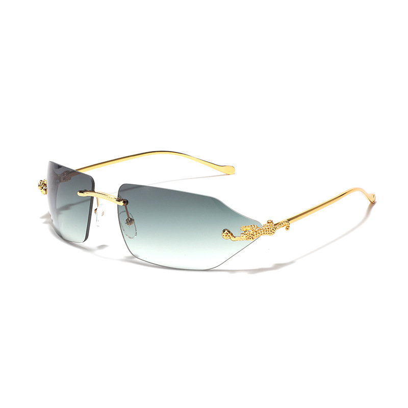 Y2K Rimless Square Metal Leopard Sunglasses