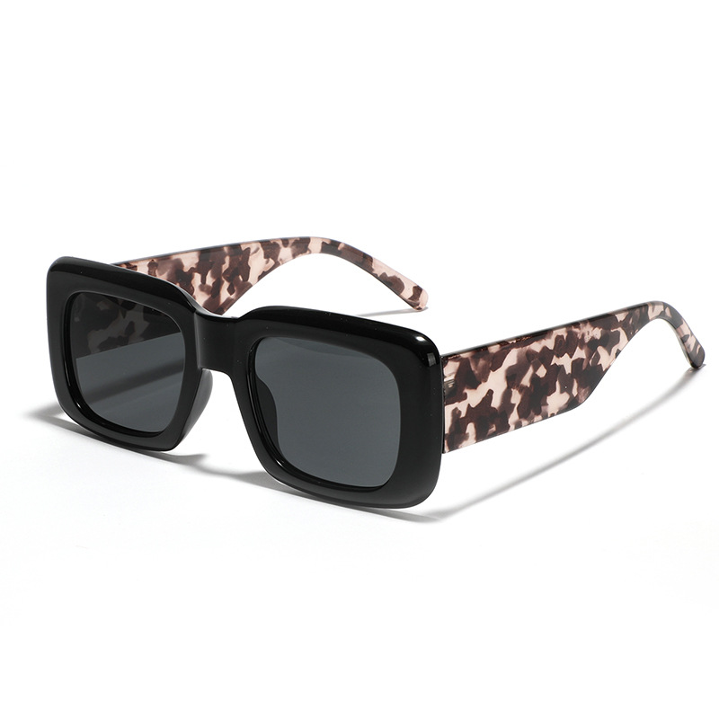 Vintage Leopard Print Large Frame Square Sunglasses