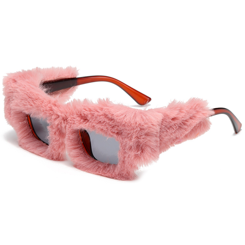 Trendy Retro Plush Square Frame Sunglasses