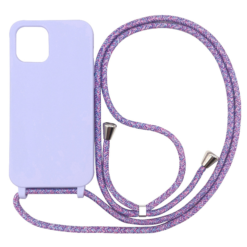 Trendy Multicolor Solid Color Lanyard iPhone Case
