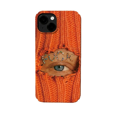 Trendy Orange Letter Eyes Filigree iPhone Case