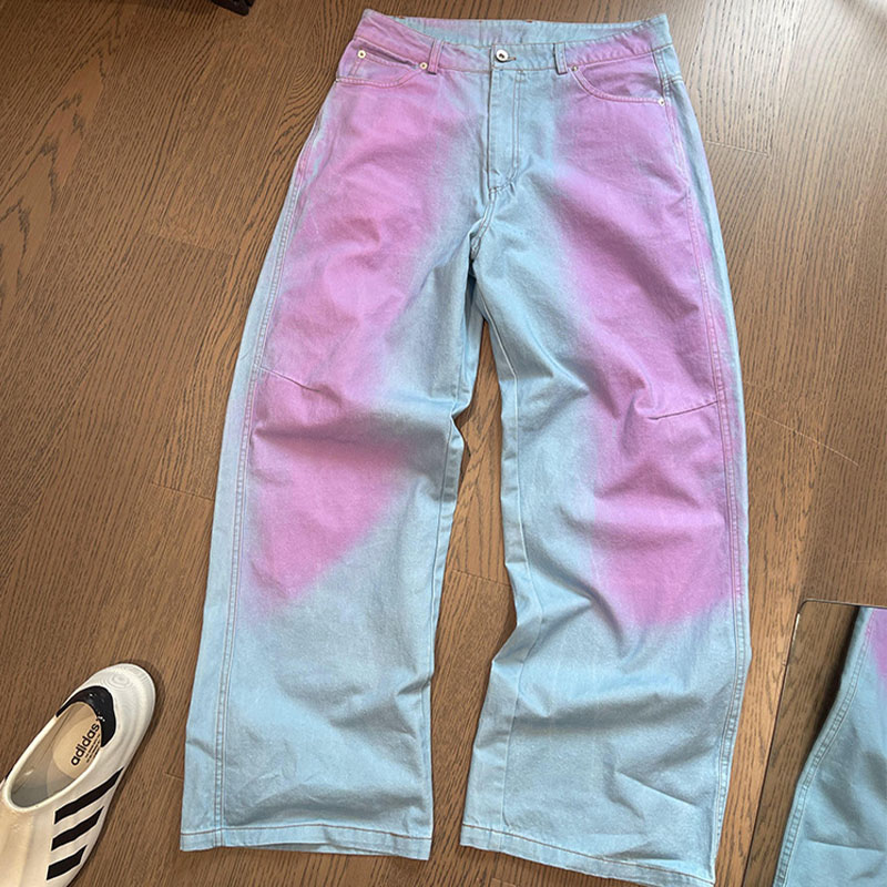 Vintage Rainbow Spray Paint Aged Jeans