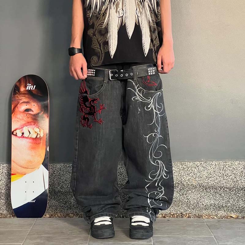 Embroidered Y2k Hip Hop Jeans
