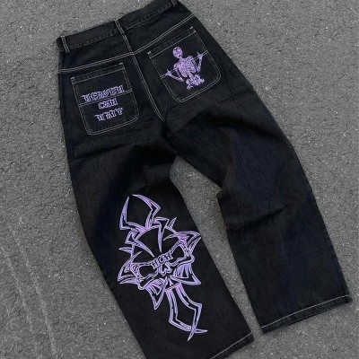 Y2K Hip Hop Skull and Crossbones Jeans