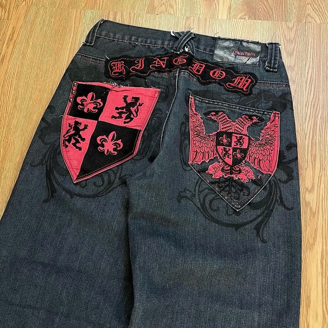 Y2K Hip Hop Totem Embroidered Jeans