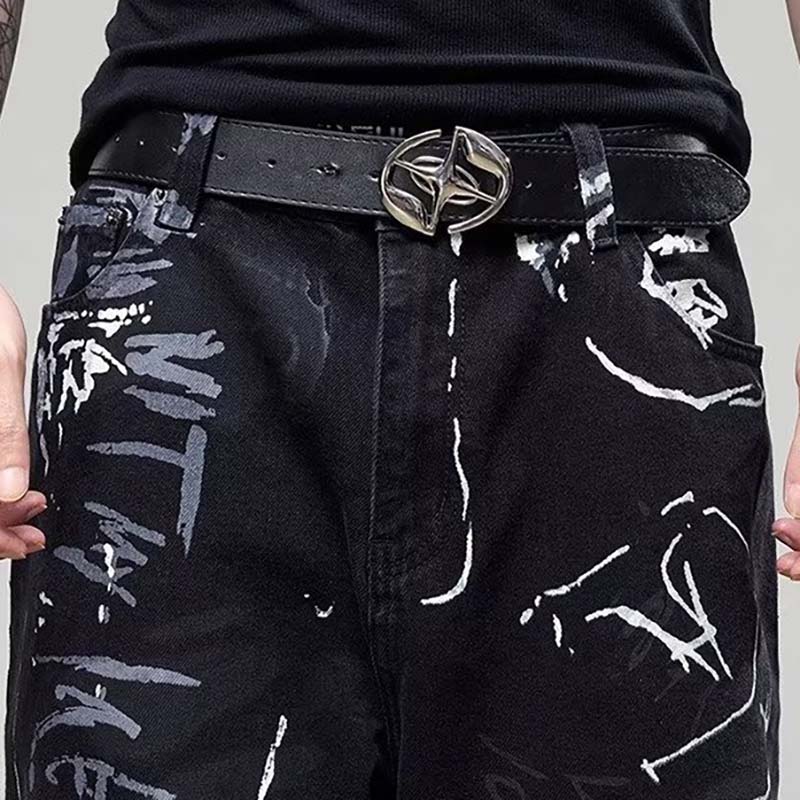 Vintage Printed Graffiti Jeans