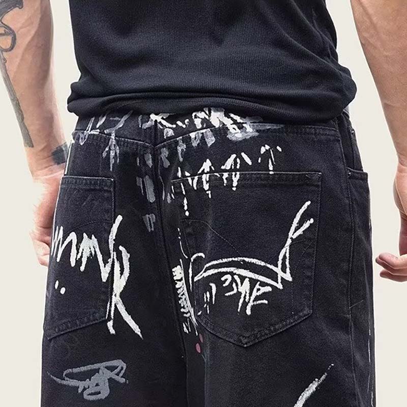 Vintage Printed Graffiti Jeans