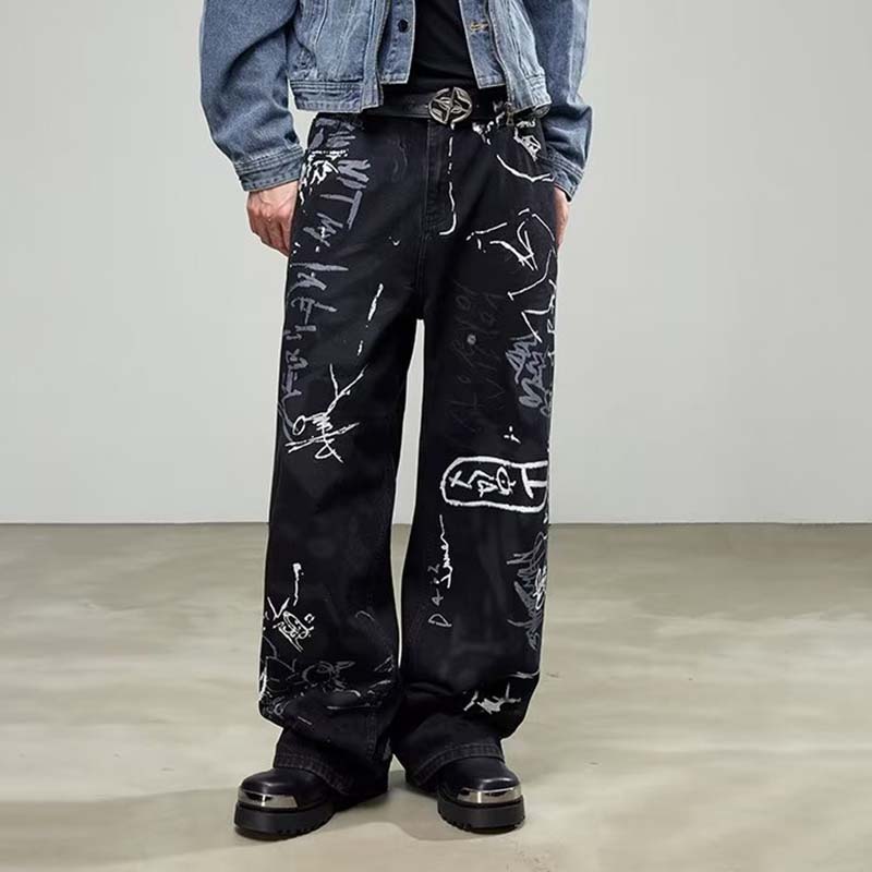 Vintage Printed Graffiti Jeans