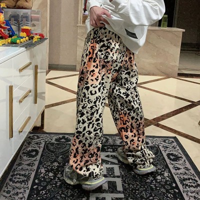 Hiphop Tie-Dye Leopard Print Jeans