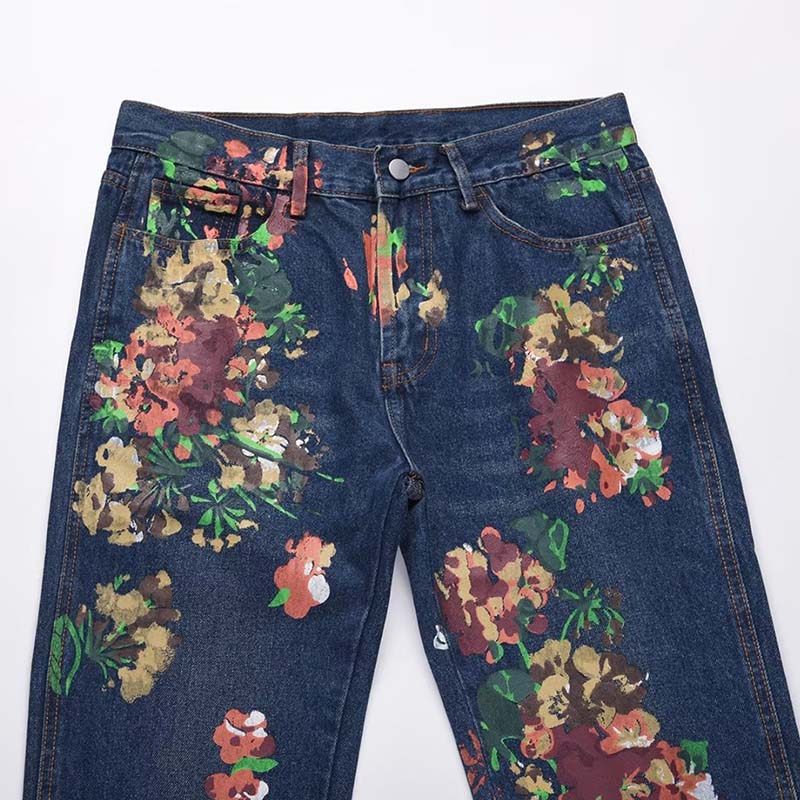 Hip Hop Skateboard Floral Print Jeans