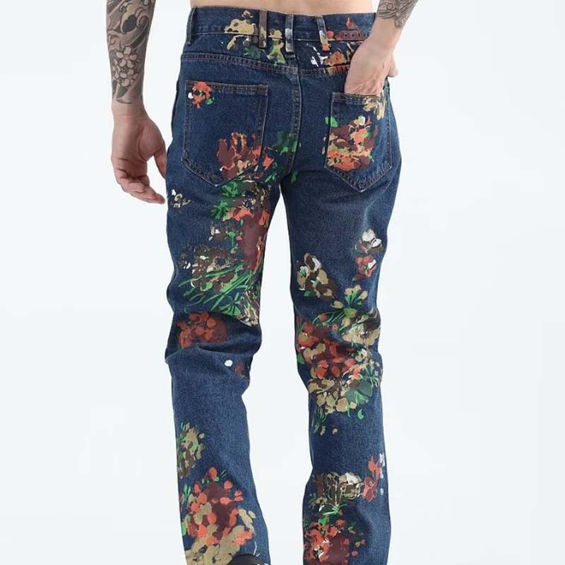 Hip Hop Skateboard Floral Print Jeans