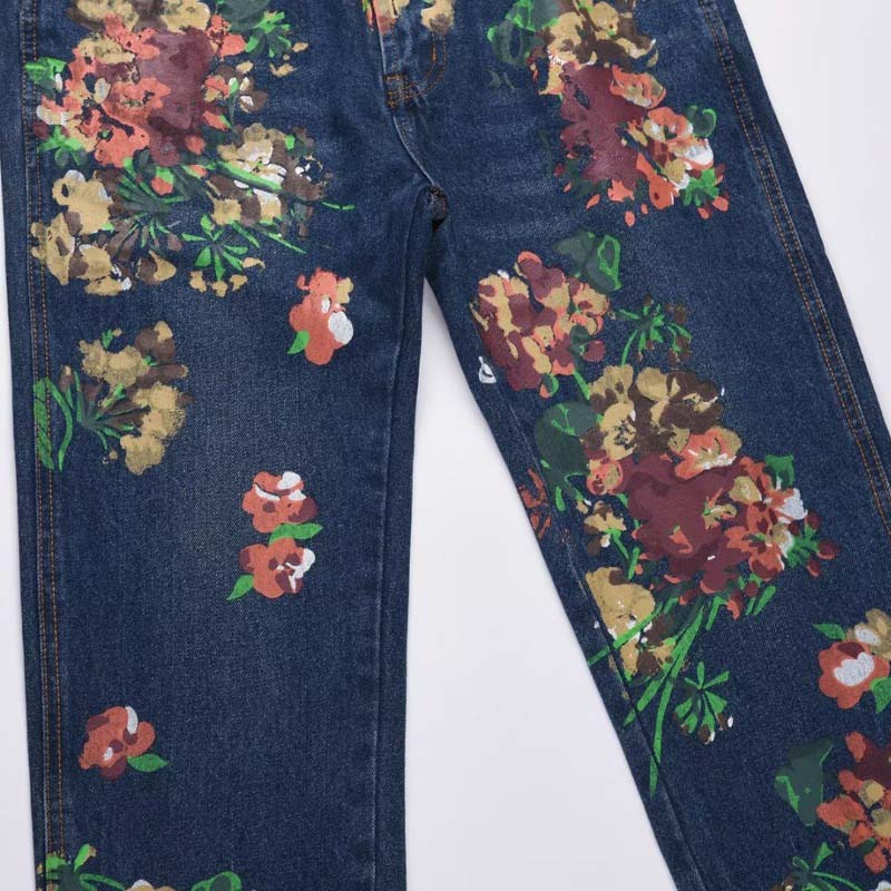 Hip Hop Skateboard Floral Print Jeans