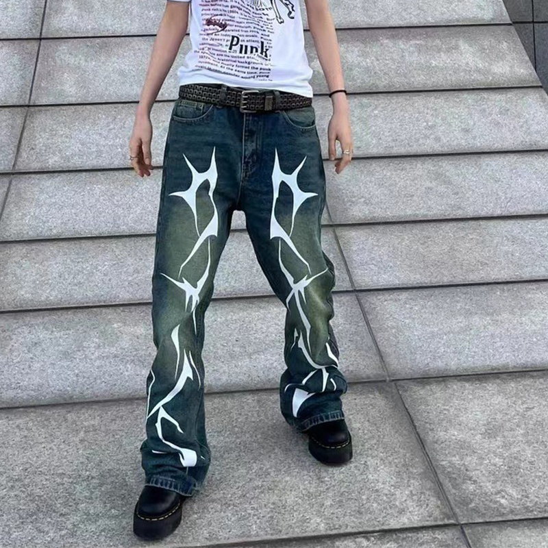 Y2K Flash Thorn Print Jeans