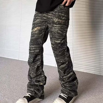 Street Pleated Camouflage Jeans