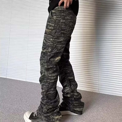 Street Pleated Camouflage Jeans