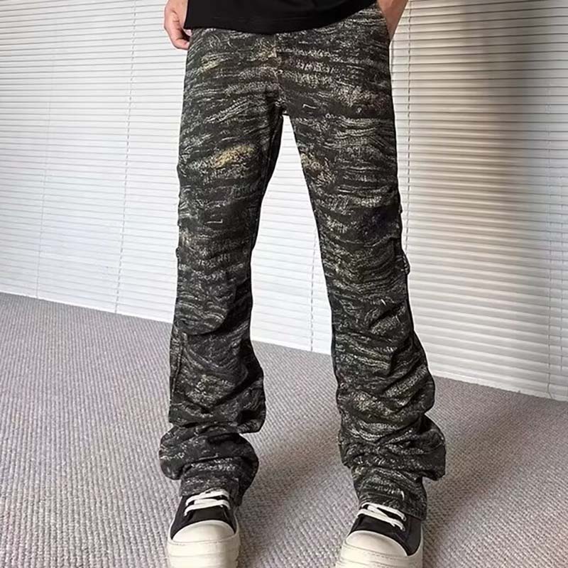 Street Pleated Camouflage Jeans