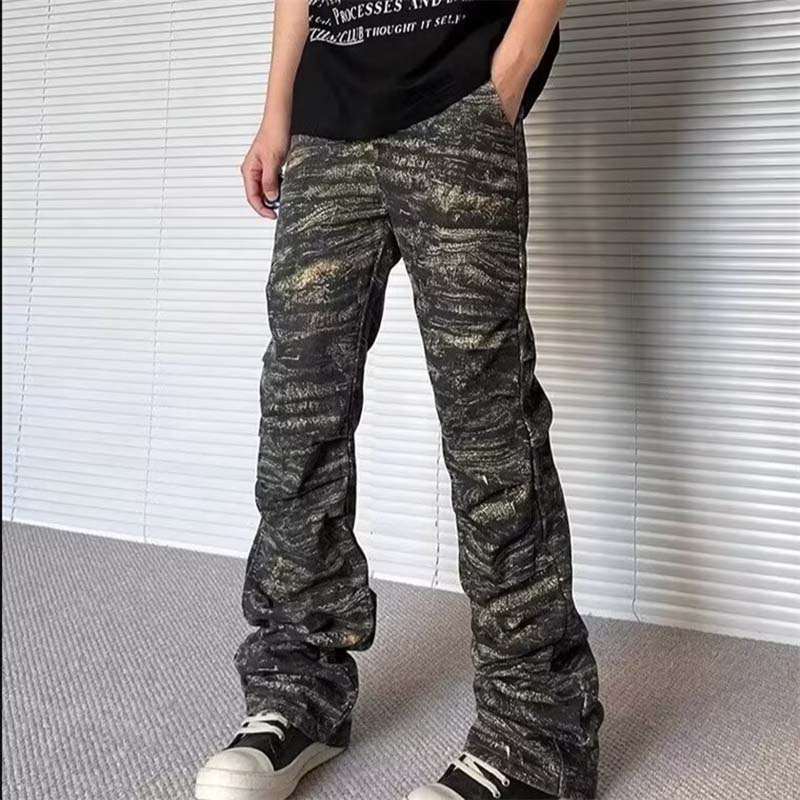 Street Pleated Camouflage Jeans