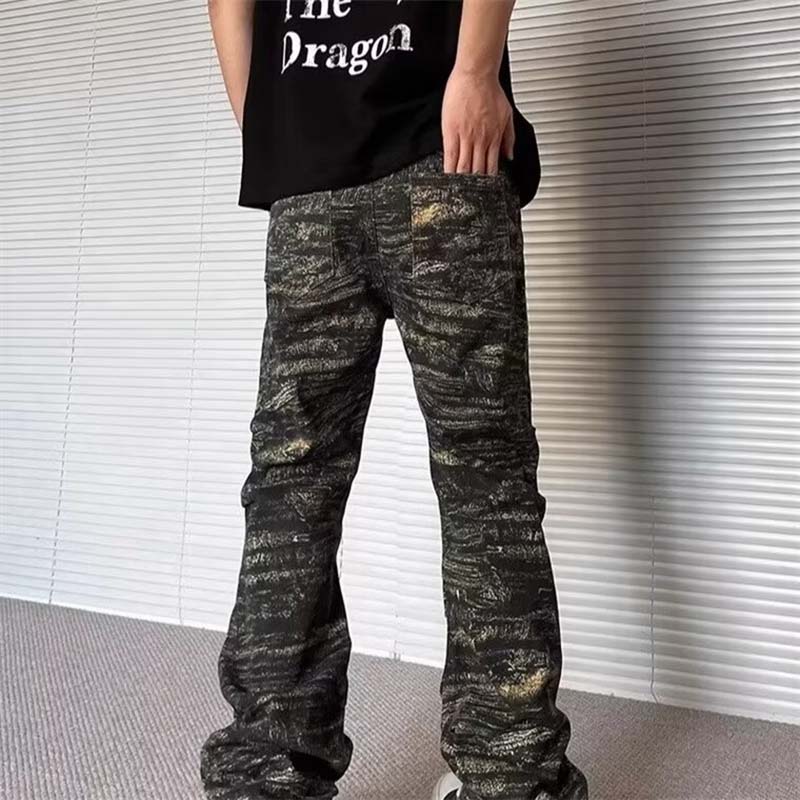 Street Pleated Camouflage Jeans