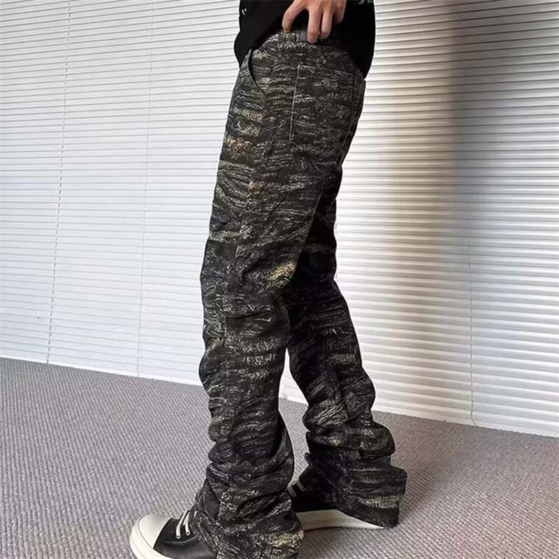 Street Pleated Camouflage Jeans