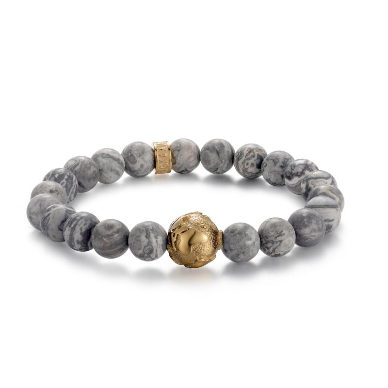 Gold Earth Grey Jasper Beads Bracelet