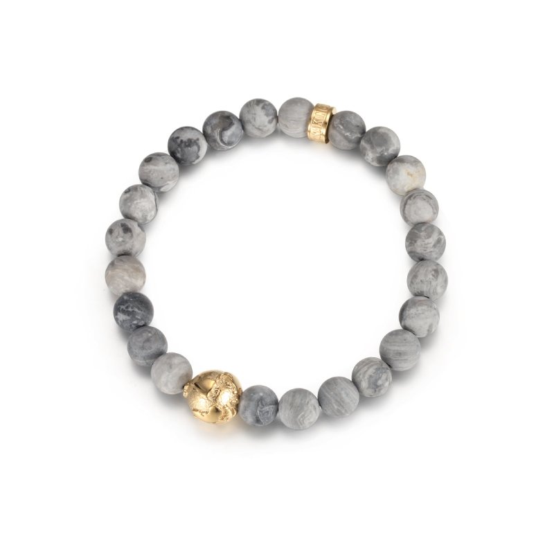 Gold Earth Grey Jasper Beads Bracelet