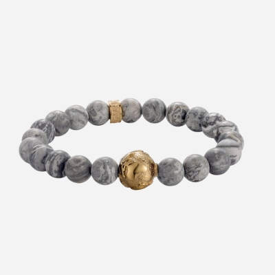 Gold Earth Grey Jasper Beads Bracelet