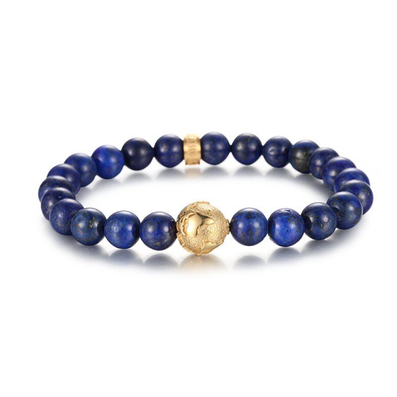 Gold  Earth Lapis Stone Beads Bracelet