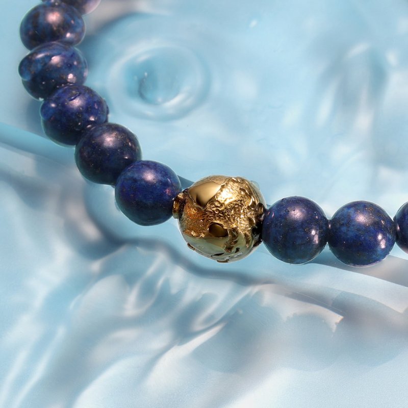 Gold  Earth Lapis Stone Beads Bracelet