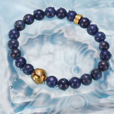 Gold  Earth Lapis Stone Beads Bracelet