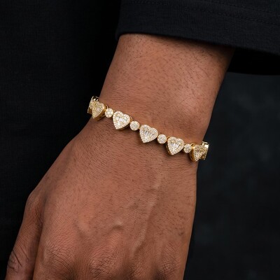 Round and Baguette Heart Shaped Bracelet