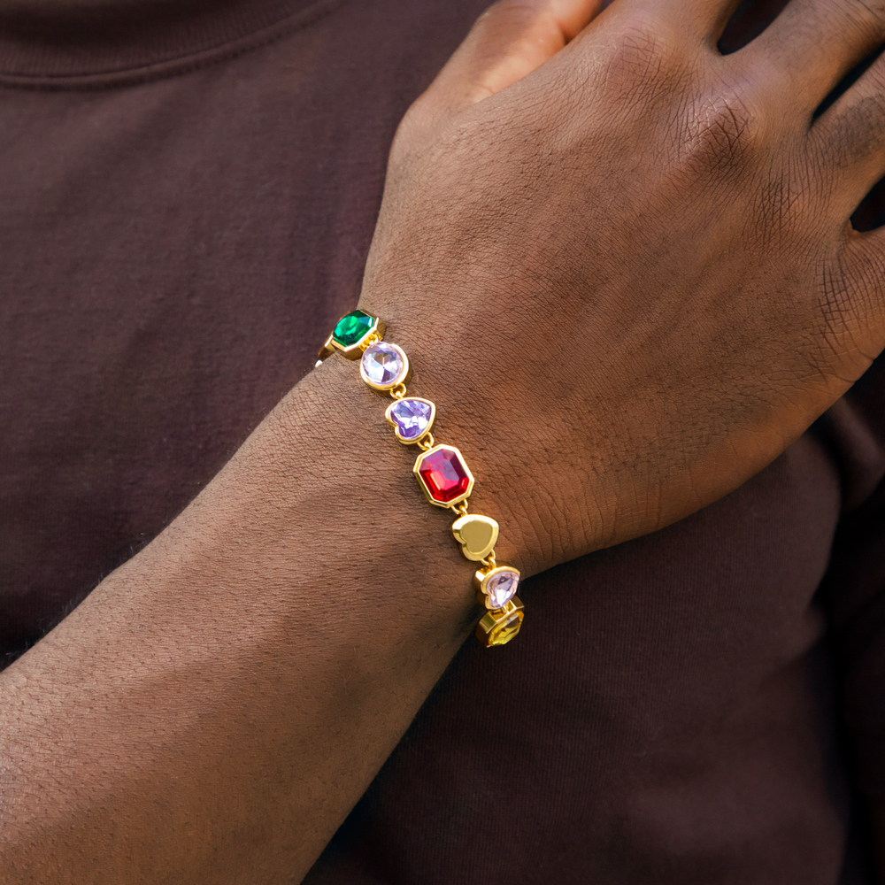 10mm Multi-color Diamonds Bracelet in Gold