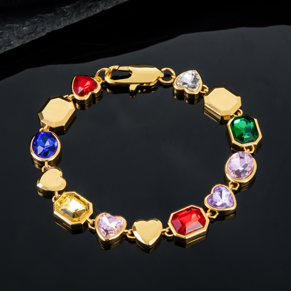 10mm Multi-color Diamonds Bracelet in Gold