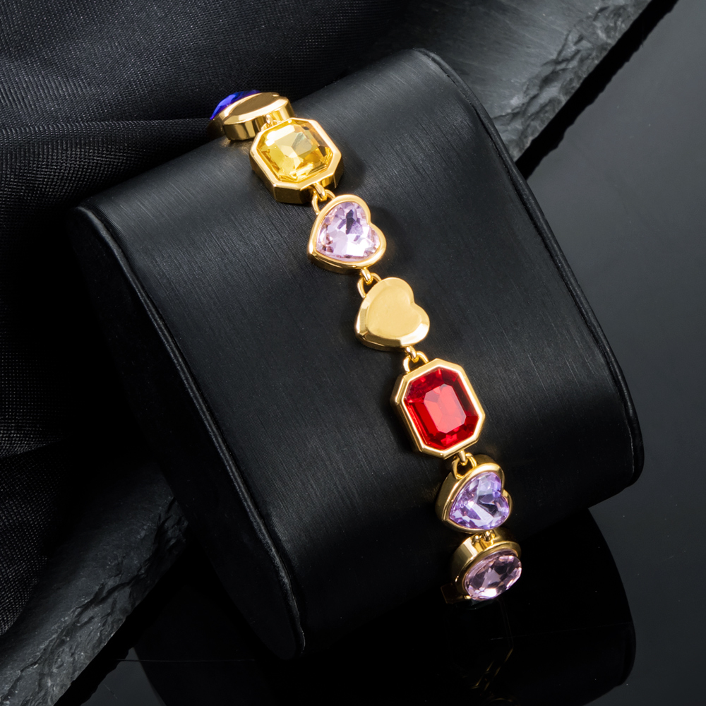 10mm Multi-color Diamonds Bracelet in Gold