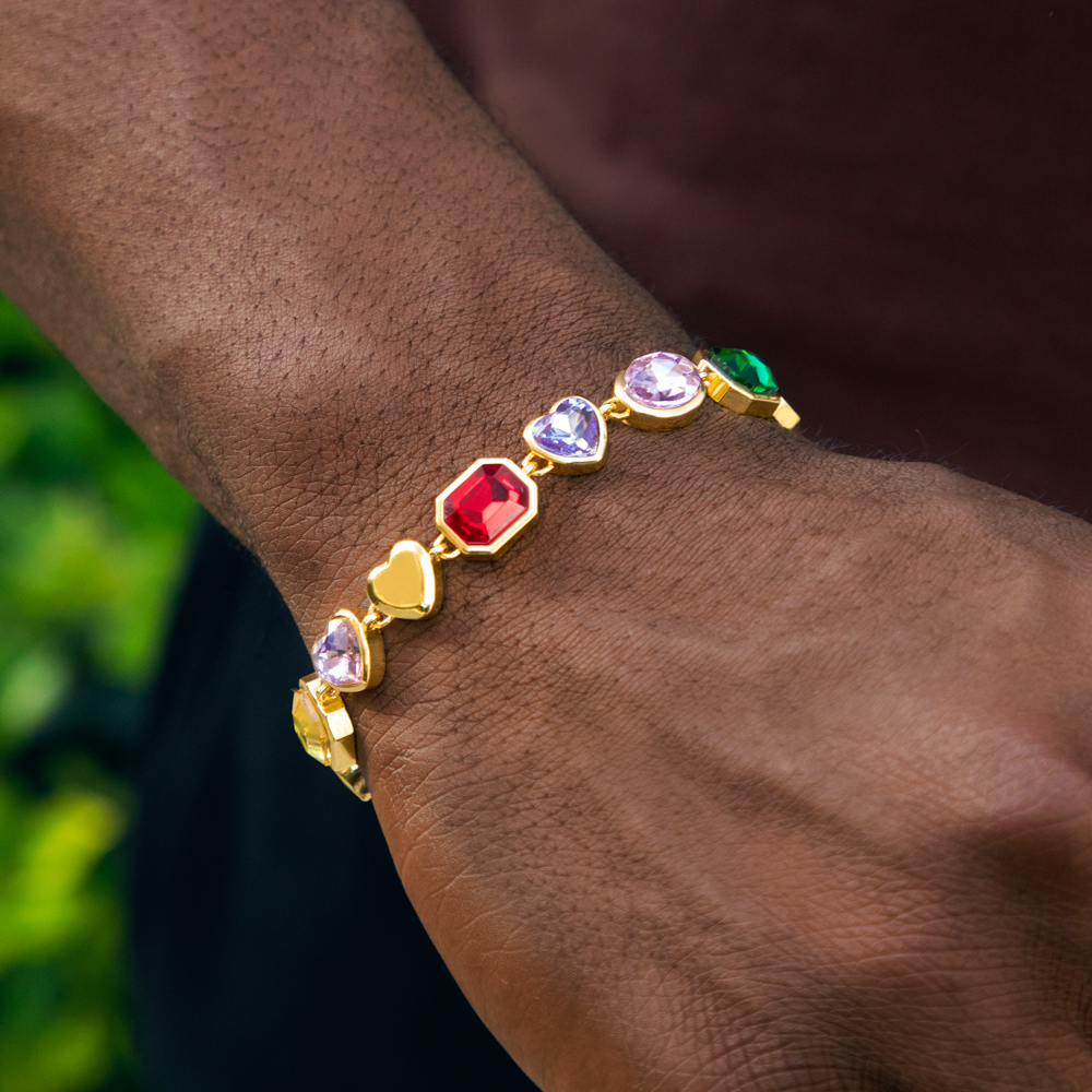 10mm Multi-color Diamonds Bracelet in Gold