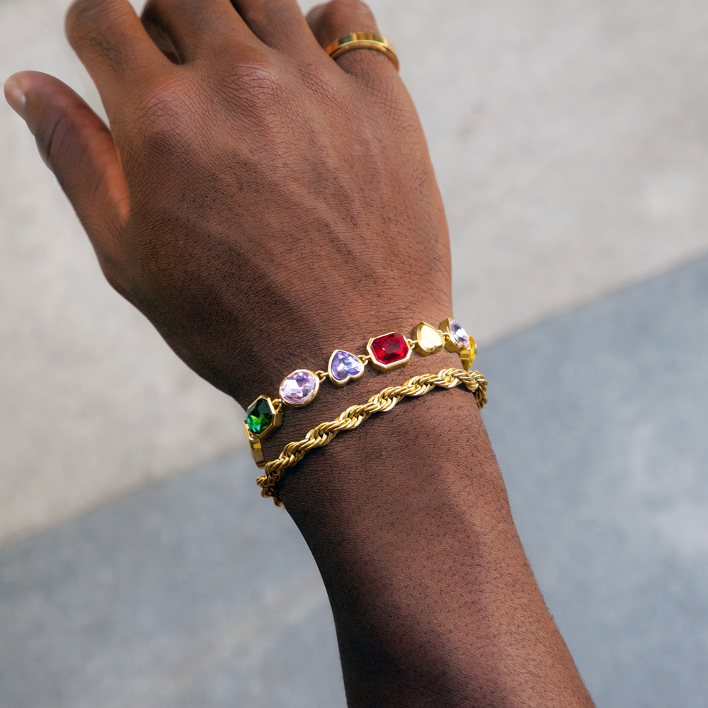 10mm Multi-color Diamonds Bracelet in Gold