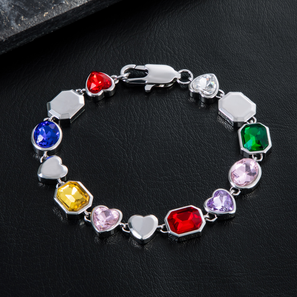 10mm Multi-color Diamonds Bracelet in White Gold