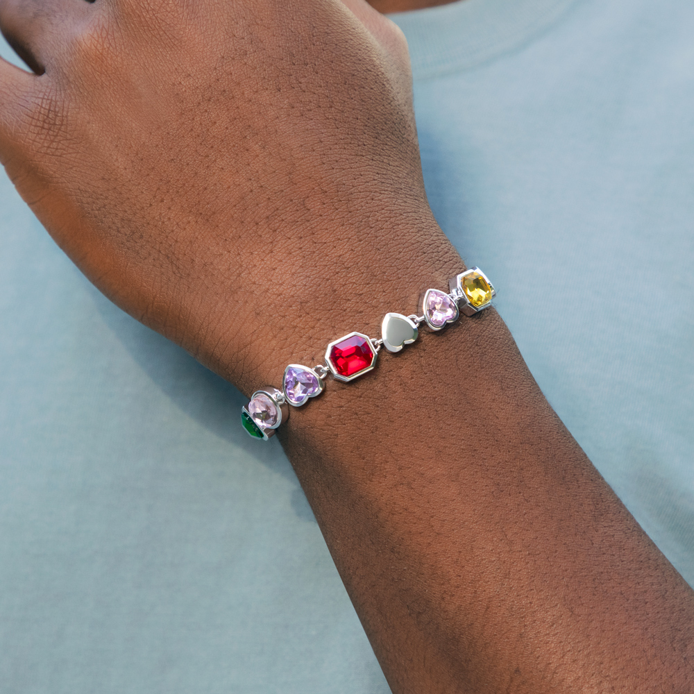 10mm Multi-color Diamonds Bracelet in White Gold