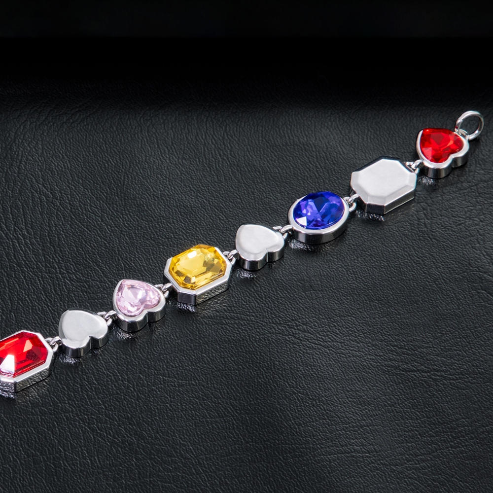 10mm Multi-color Diamonds Bracelet in White Gold