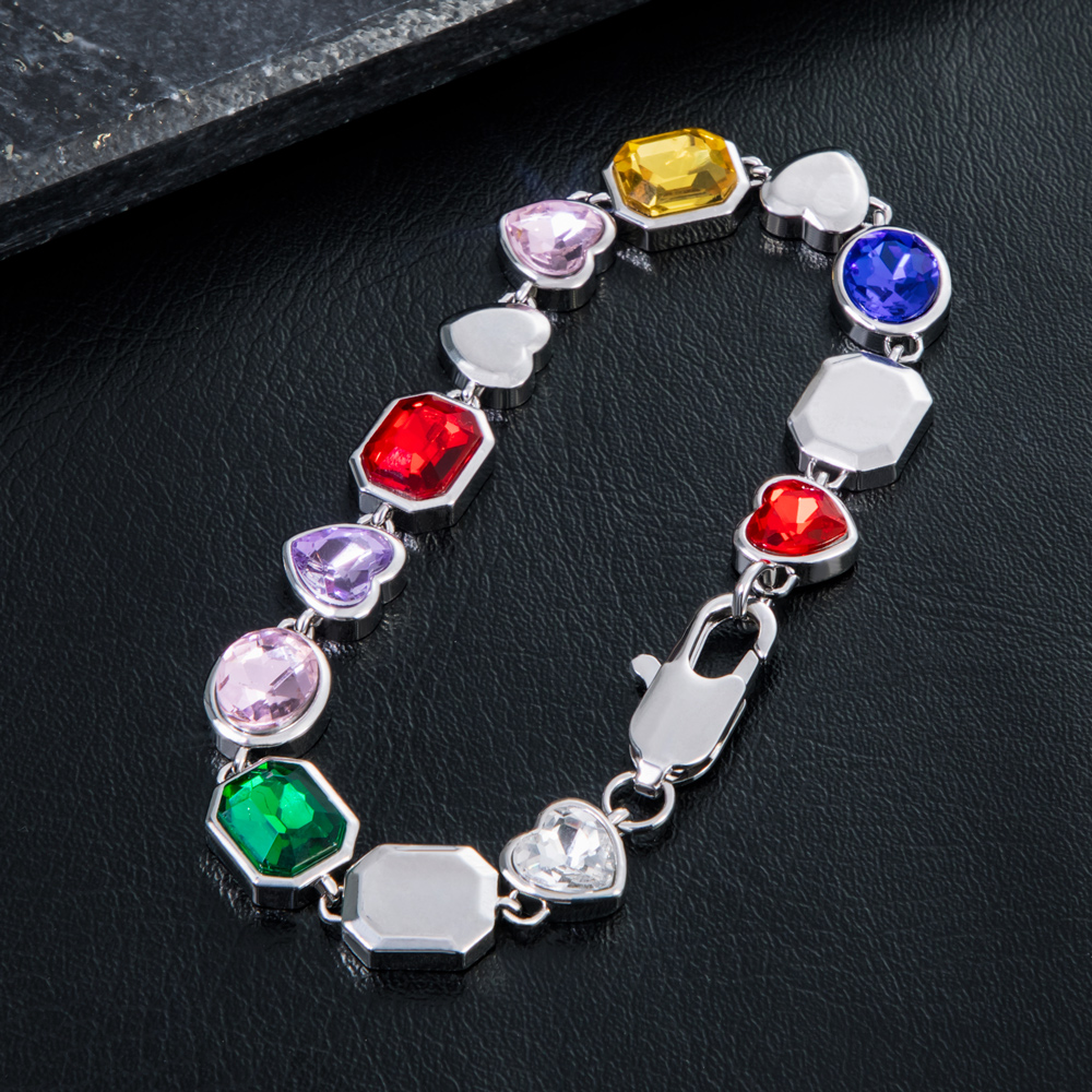 10mm Multi-color Diamonds Bracelet in White Gold