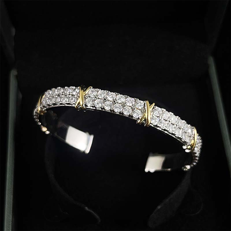 Iced Infinity Link Open Bracelet in White Gold