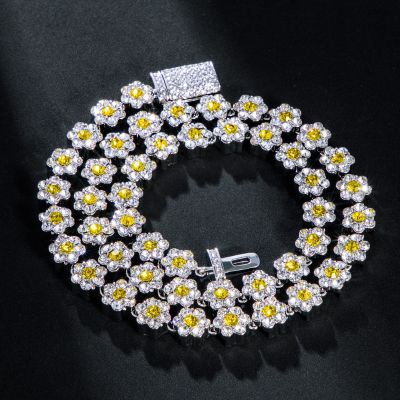 Iced 10mm Yellow Stone Flower Link Chain