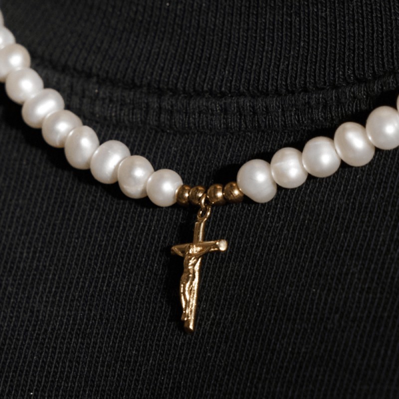 Crucifix Cross Pearl Necklace