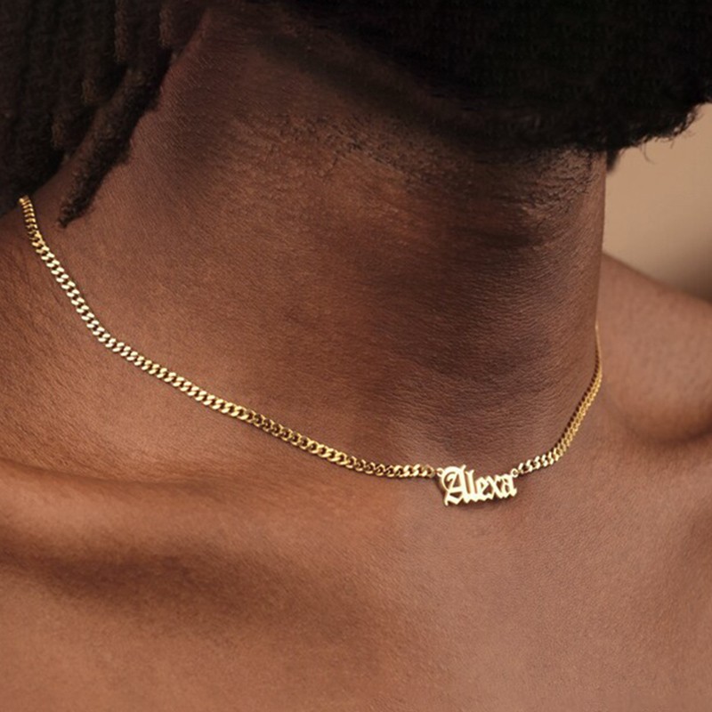 Custom Font Name Necklace with 3mm Cuban Chain