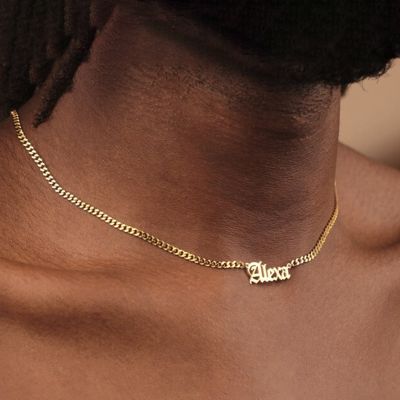 Custom Font Name Necklace with 3mm Cuban Chain
